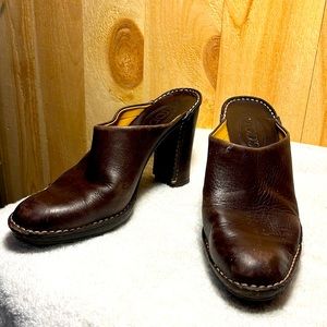 Tod’s dark brown, leather mules, women’s size 9.